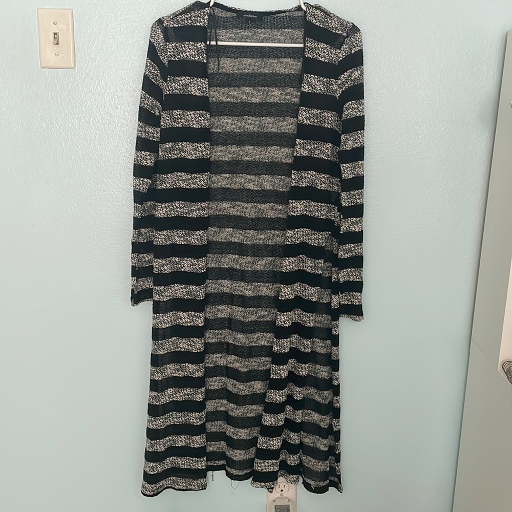 Black and white long cardigan